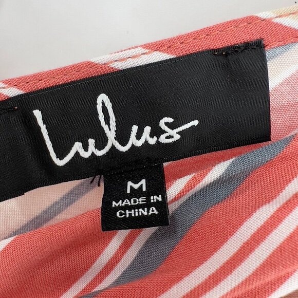 Lulus Vacation Bae Rusty Rose Striped Wide Leg Jumpsuit Women's M NWT - Picture 7 of 9